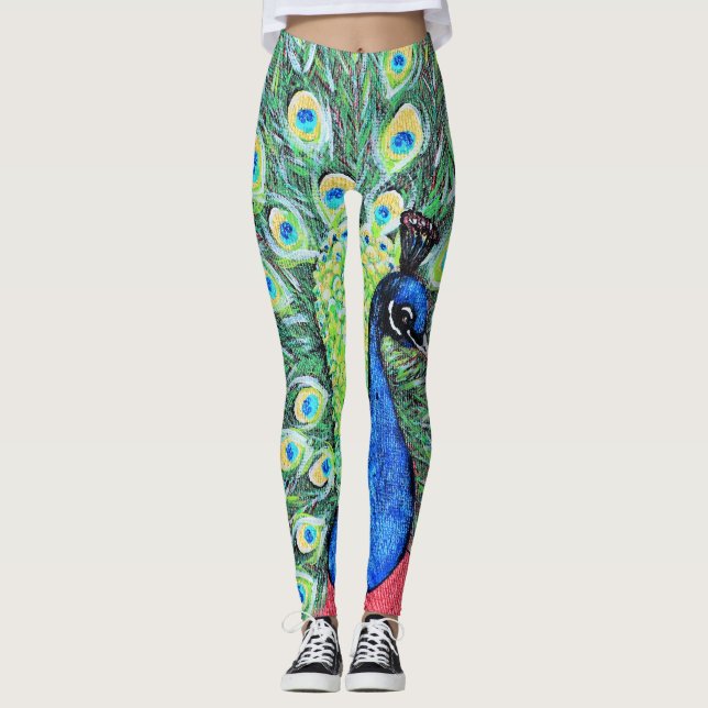 Legging Exibindo Pintura de Peacock (Frente)