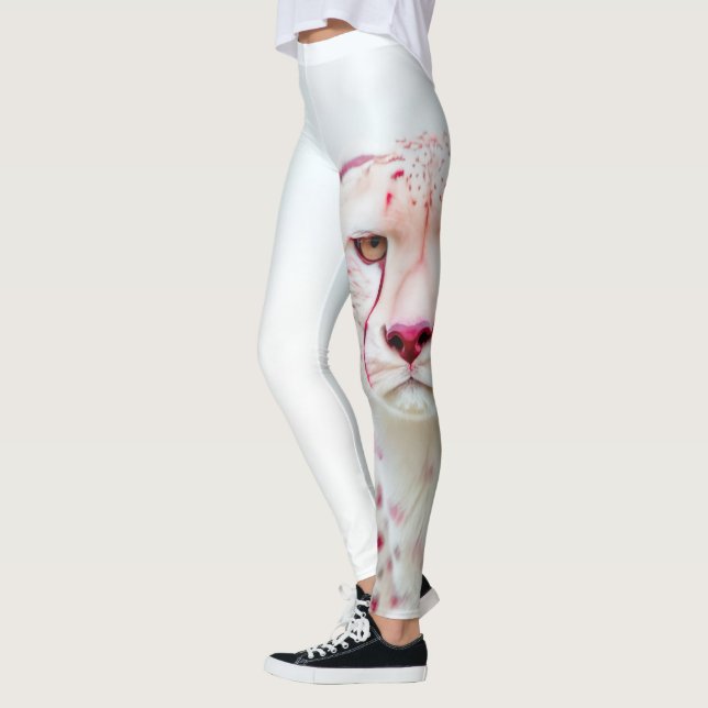 Legging Exotic King Cheetah White & Pink Spots Art (Esquerda)