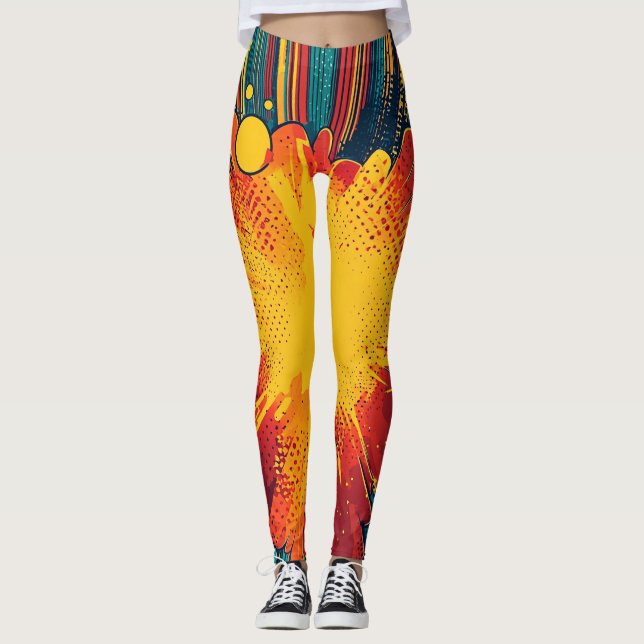 Legging Explosão de Arte Pop em Estilo de Quadrinhos (Frente)