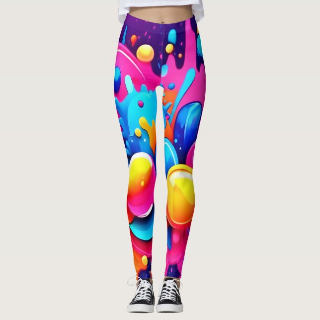Legging Explosão de bolha colorida (Frente)