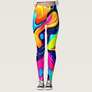 Legging Explosão de cor líquida no Neon Chaos