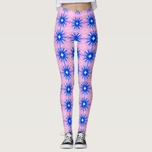 Legging explosão de estrelas azuis rosa