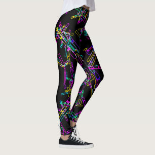 Legging Explosão de Geometria Neon: Salpico Abstrato Vibra