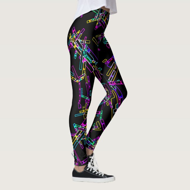 Legging Explosão de Geometria Neon: Salpico Abstrato Vibra (Direita)
