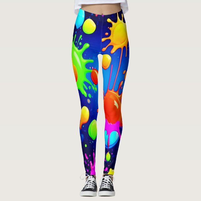 Legging Explosão de pintura de Abstrato vibrante (Frente)