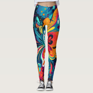 Legging Explosão Floral Colorida: Cabeça Floral Abstrato