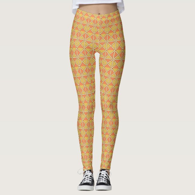 Legging Expresse seu estilo com laranja e amarelo vibrante (Frente)