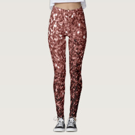 Legging Faaux Glitter Brown Red Faux