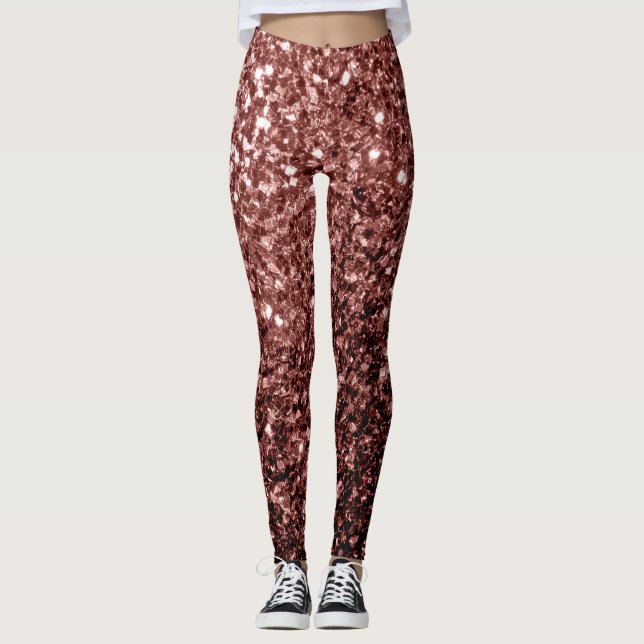 Legging Faaux Glitter Brown Red Faux (Frente)