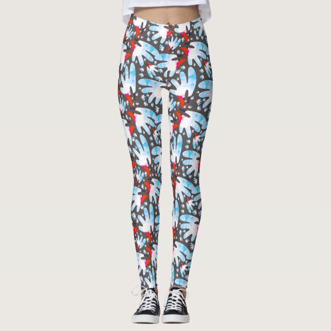 Legging Face de ave aquosa - Abstrato de cor vibrante e co (Frente)
