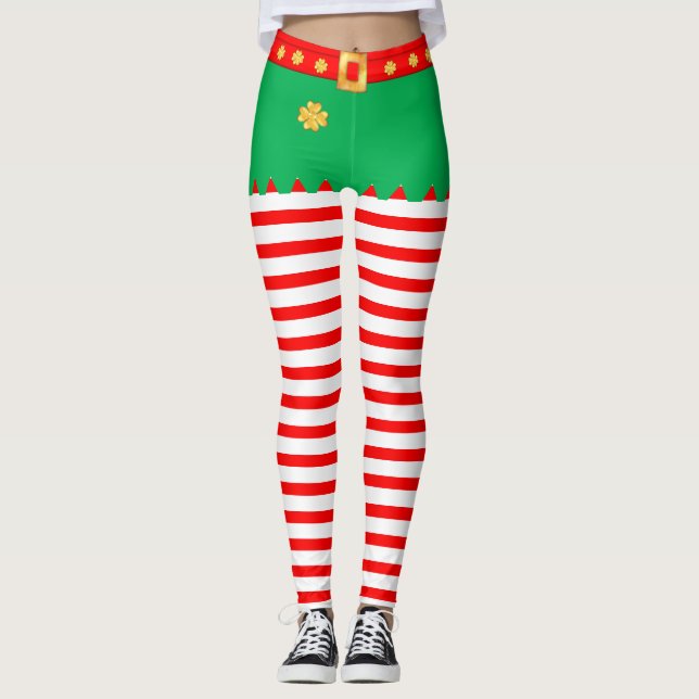 Legging Fada de Natal fofa listrada (Frente)