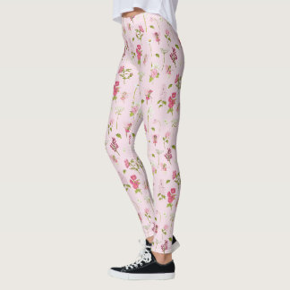 Legging Fadas & Flores Rosa em Aquarela Caprichosa