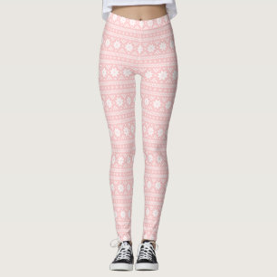 Legging Fair Isle de rosas claro