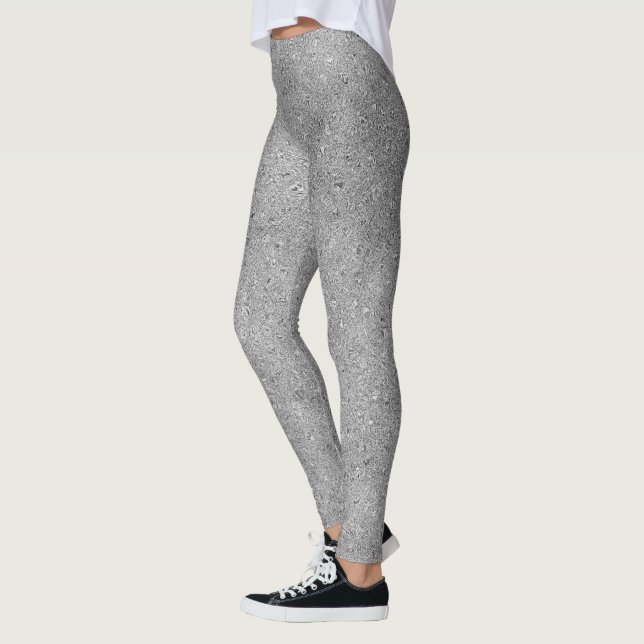 Legging Faísca de Folha de Folha de Glitter de Prata Chic
