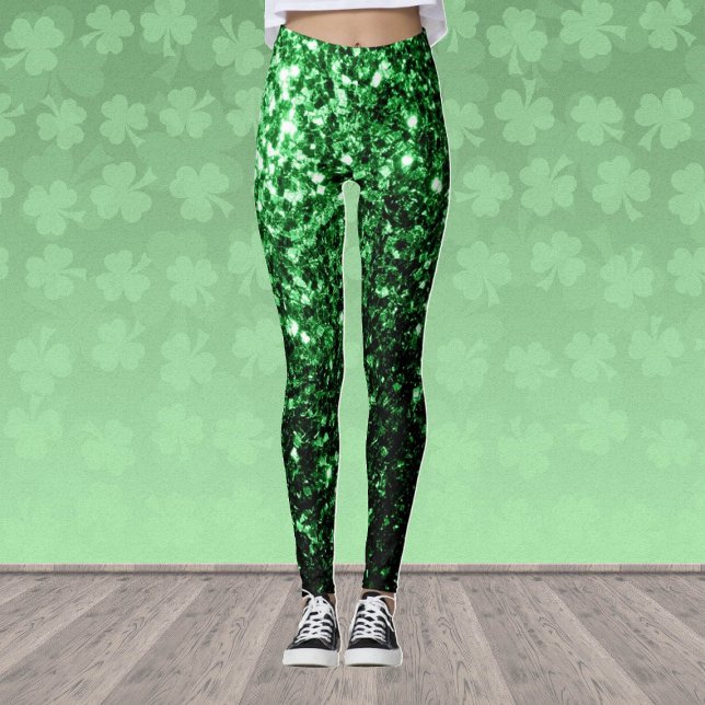 Legging Faíscas cintilantes verdes escuros (Stand out in the gym with our breathable sparkly leggings in many different colors!)