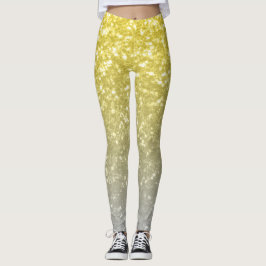 Legging Faíscas da cinza de prata-de-ouro-claro