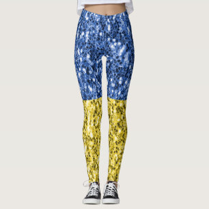 Legging Faíscas de brilho azul amarelo da bandeira da Ucrâ