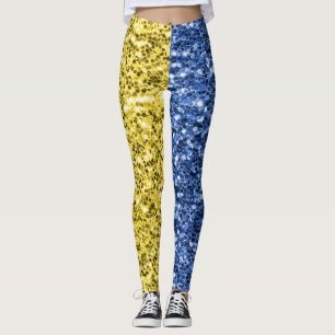 Legging Faíscas de brilho azul amarelo da bandeira da Ucrâ