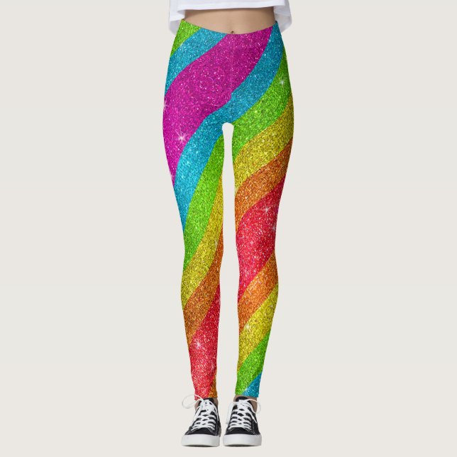 Legging Faíscas LGBTQ do Orgulho gay do Arco-Íris Glitter (Frente)