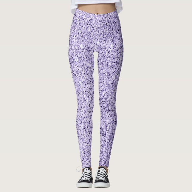 Legging Faíscas violetas de brilho roxo com lavanda violet (Frente)