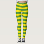 Legging Faixa Amarela e Verde<br><div class="desc">Linhas horizontais amarelas e verdes de faixas repetidas de padrão Design Impressão</div>