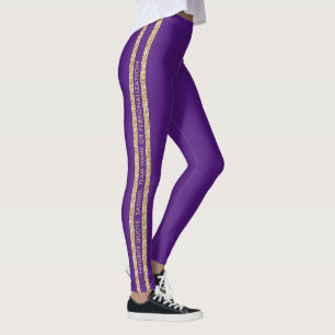 Legging Faixa Atlética de Texto Personalizada com Brilho