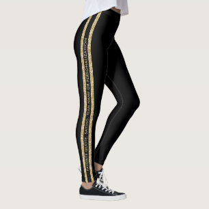 Legging Faixa atlética de texto personalizada com brilho p