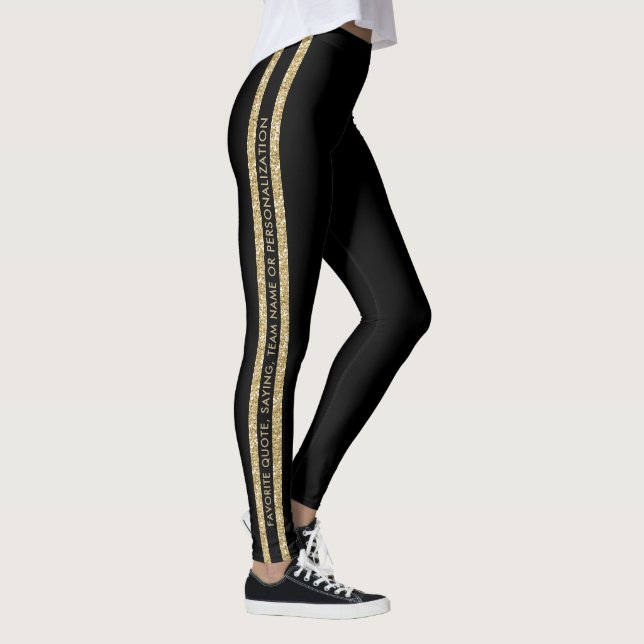 Legging Faixa atlética de texto personalizada com brilho p (Direita)