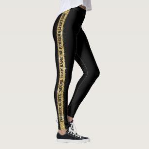 Legging Faixa Atlética Personalizada Dourada com Brilho Pr