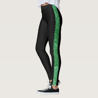 Legging Faixa de Brilho Verde com Faixa Lateral Personaliz
