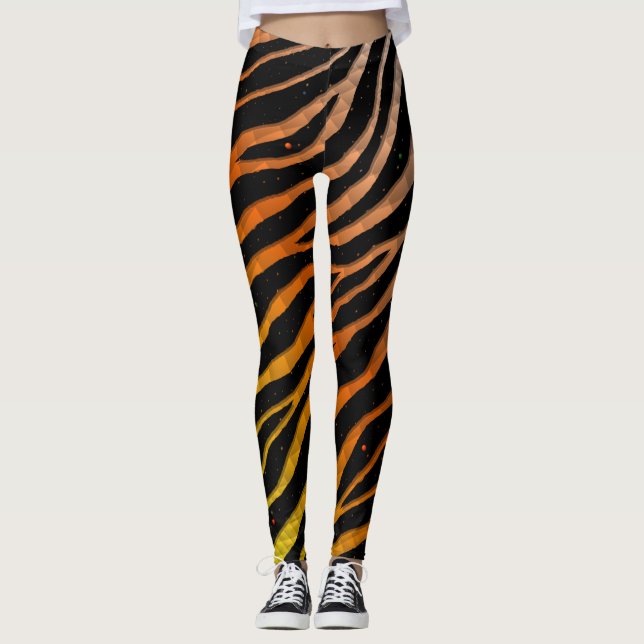 Legging Faixa de TempoEspaçoEspelhada - Amarelo/Laranja/Br (Frente)