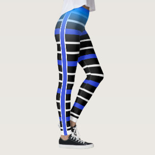 Legging Faixa Horizontal Azul/Branco Escolha Sua Própria C