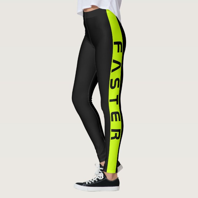 Legging Faixa Lateral de Texto Personalizado sobre Preto (Esquerda)