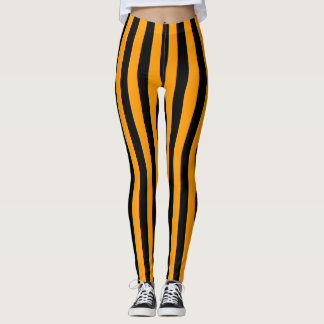 Legging Faixa Vertical Laranja Preta