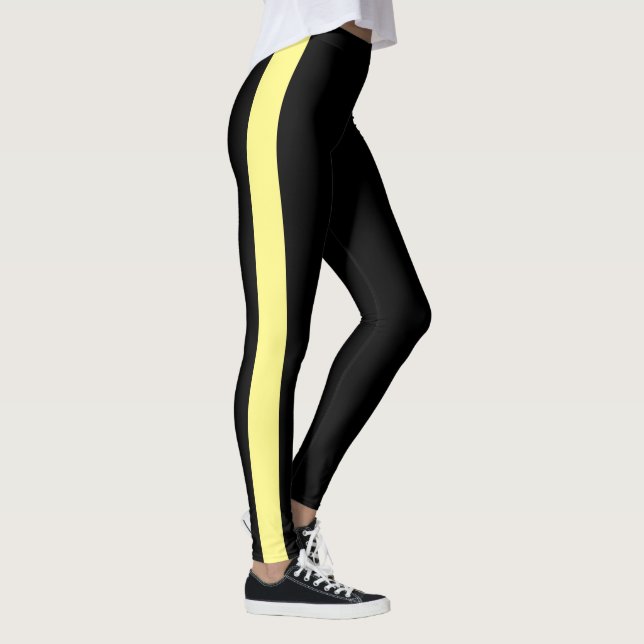 Legging Faixa Vertical Monocromática Preta Esportiva (Direita)
