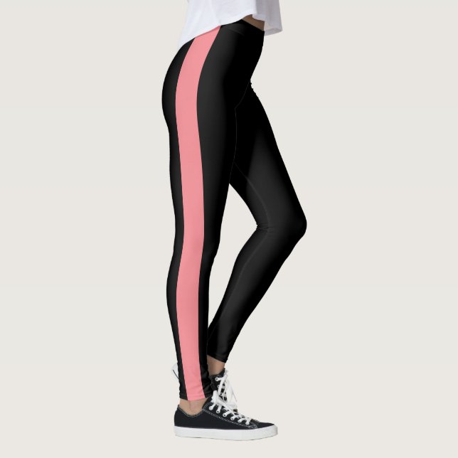 Legging Faixa Vertical Monocromática Preta Esportiva (Direita)