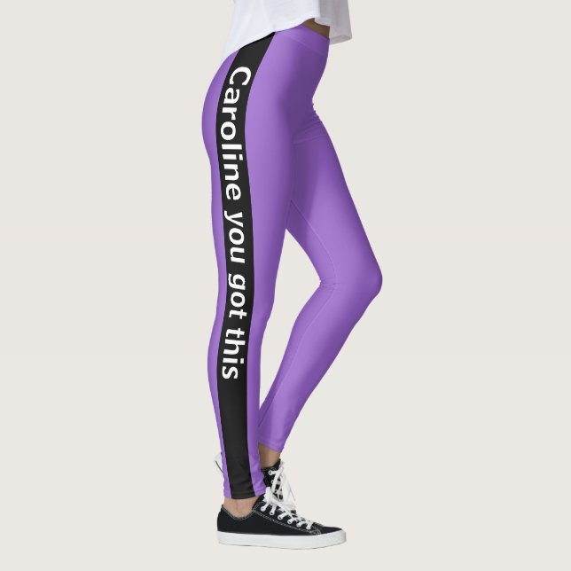 Legging Faixa Vertical Preta | Adicionar texto | Ametist (Direita)