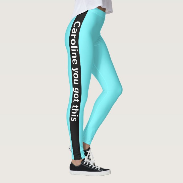 Legging Faixa Vertical Preta | Adicionar texto | Azul elét (Direita)
