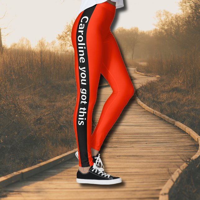 Legging Faixa Vertical Preta | Adicionar texto | Escarlate (Criador carregado)