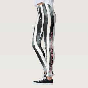 Legging Faixa Vertical Preta e Branca