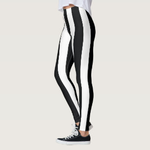 Legging faixas verticais, a preto e branco