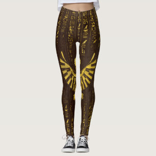 Legging Falcão dourado e hieroglyphics de Horus do egípcio