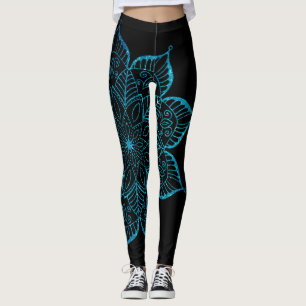 Legging Falso Glitter Mandala em Preto