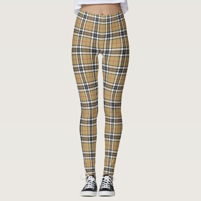 Legging Família de padrões de Xadrez Thomson Camel Tartan  (Frente)