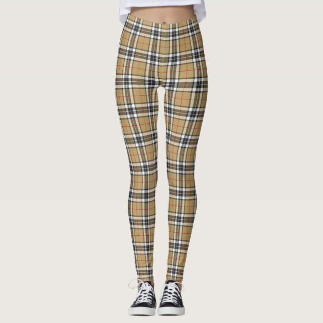Legging Família de padrões de Xadrez Thomson Camel Tartan  (Frente)