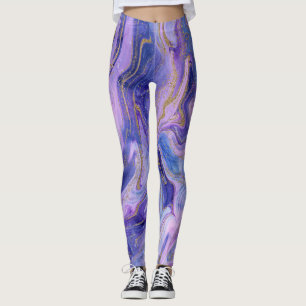 Legging Fantasia em Aquarela de Nuvens de Algodão Doce Mar