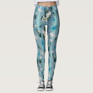 Legging Fantasia Real-Pavões Branco e Azul