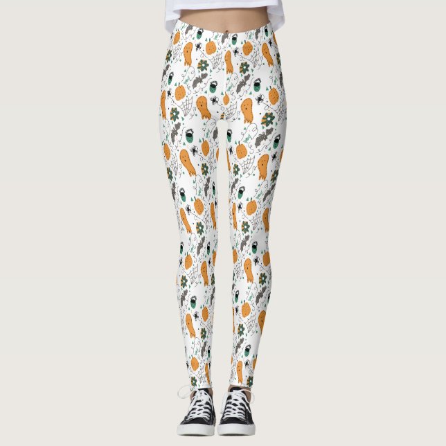 Legging Fantasma-Aranha-Pumpkin-Pumpkin do Halloween (Frente)