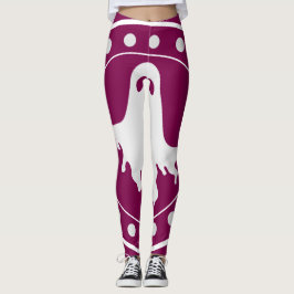 Legging Fantasma Assustador de Halloween Laranja e Branco