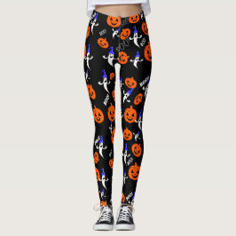 Legging Fantasma branco na cabeça um chapéu com abóbora la